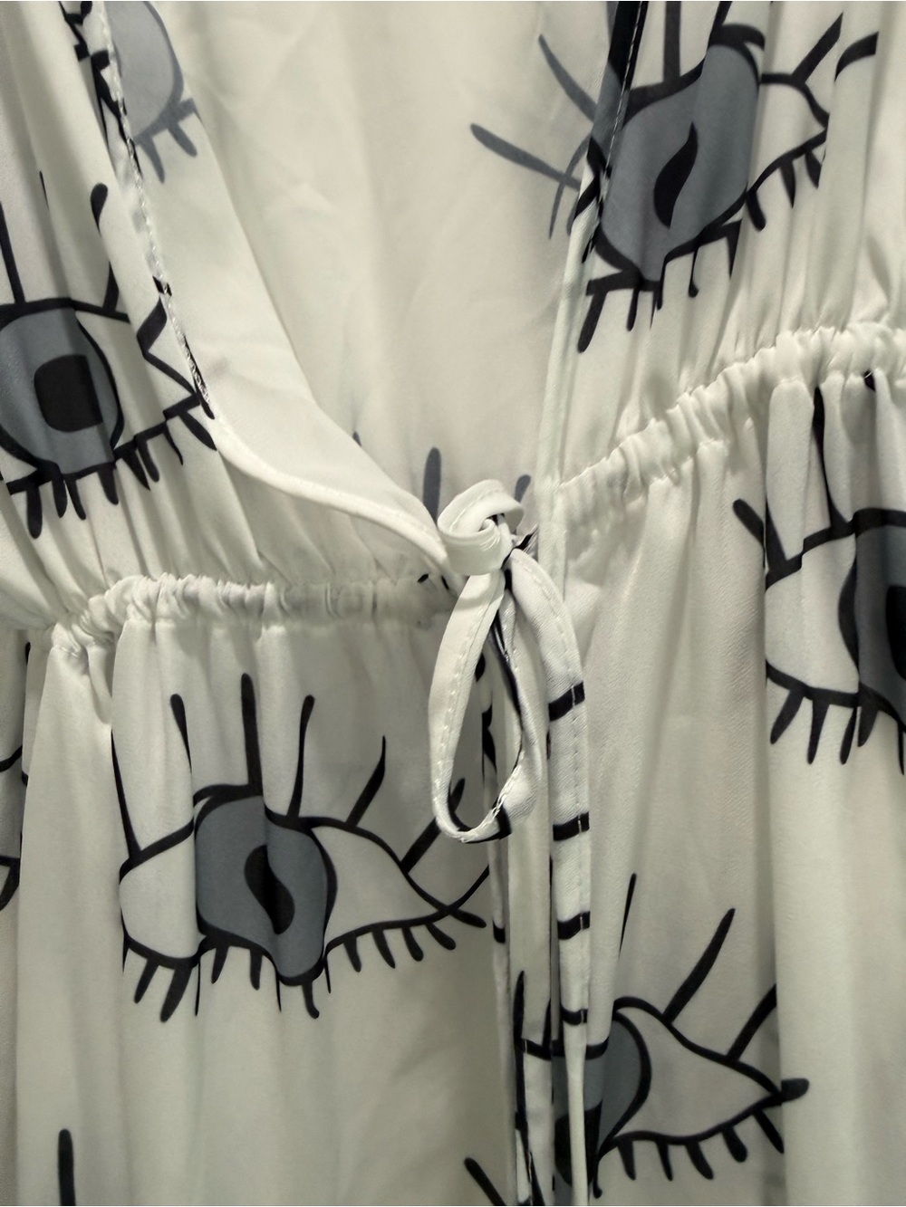 White Eye-Print Maxi Cover-Up Dress size small - Picture 6 of 6